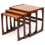 G Plan, Mid century nest of three teak occasional tables, the largest 48.5cm H x 53.5cm W x 43cm D