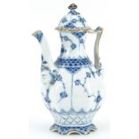 Royal Copenhagen, Danish blue and white porcelain Musselmalet coffee pot numbered 1030 to the