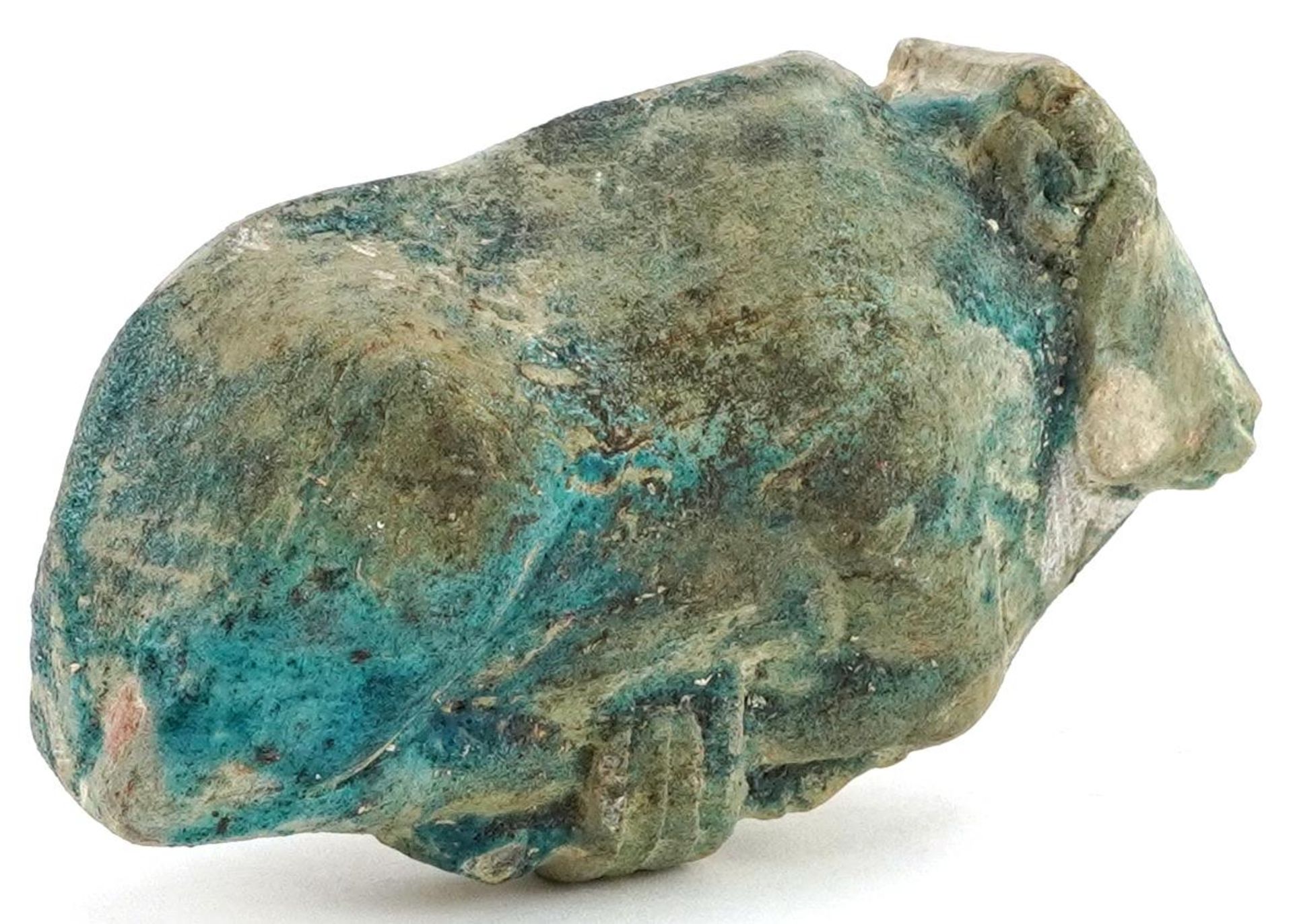 Egyptian blue faience glazed amulet in the form of a cow, 11cm in length - Bild 2 aus 3