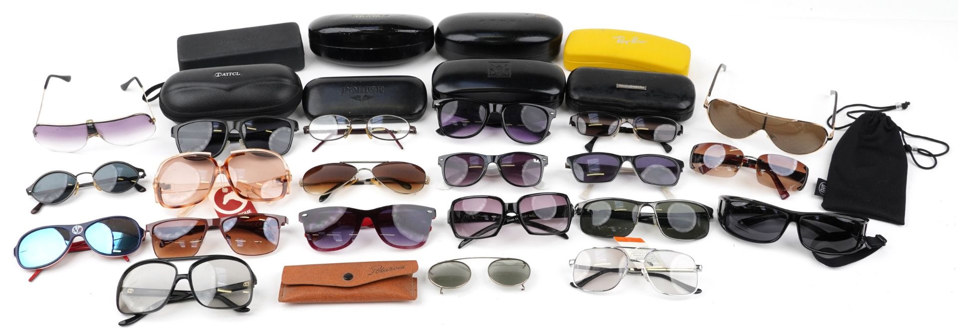 Vintage and later designer sunglasses and cases, predominantly ladies, including Pierre Cardin,