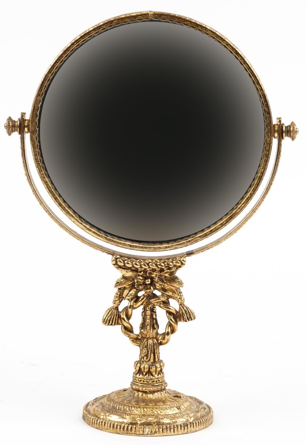 Ornate American brass vanity swing mirror, 28cm high - Image 3 of 5