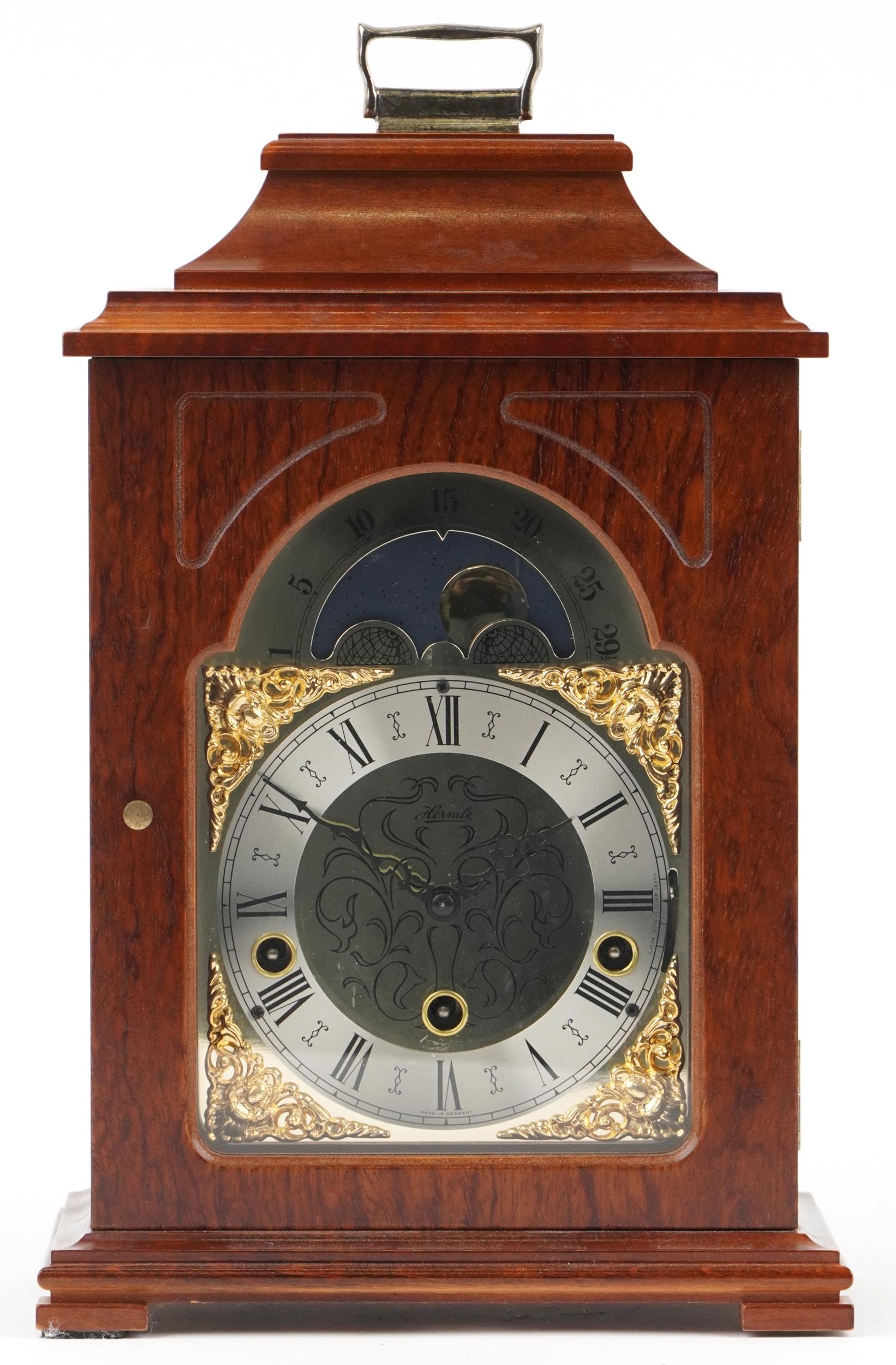 Franz Hermle, German mahogany bracket clock with Westminster chime striking on eight rods and moon - Image 2 of 5