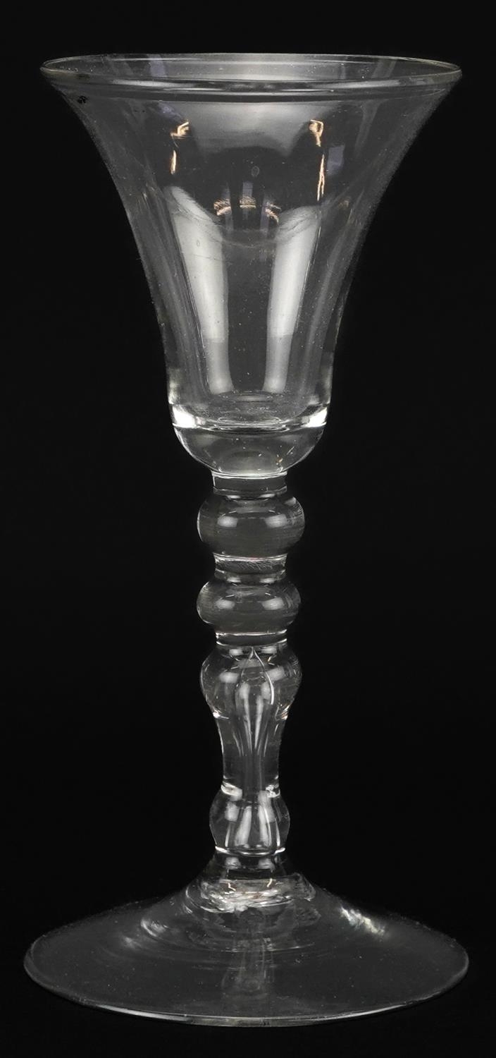 18th century wine glass with multiple knop stem, 17cm high - Image 3 of 4