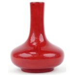 Large Bernard Moore red flambe vase, inscribed BM England to the base, 26.5cm high