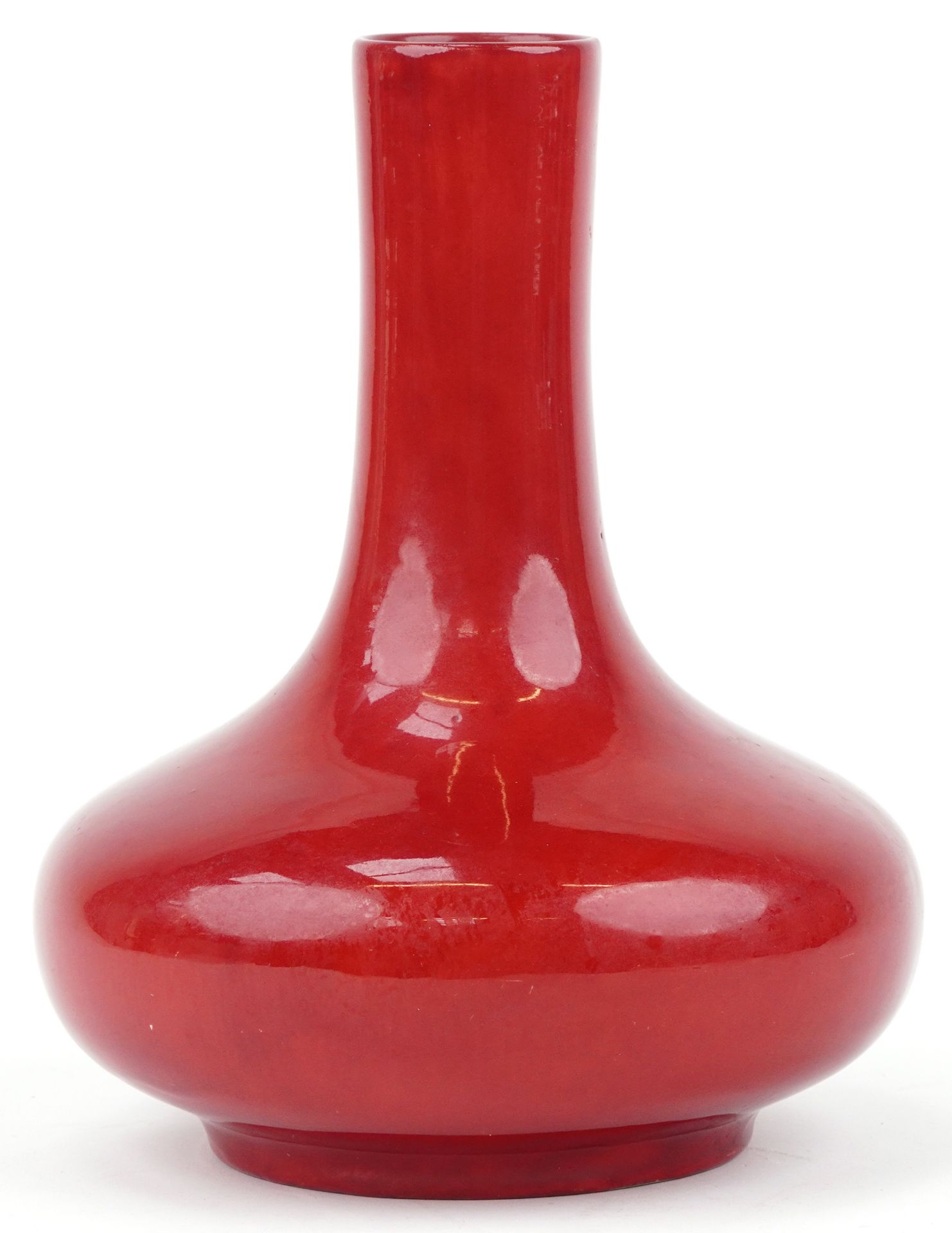 Large Bernard Moore red flambe vase, inscribed BM England to the base, 26.5cm high