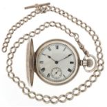 Equity Watch Co, George V gentlemen's silver keyless full hunter pocket watch having enamelled and