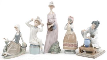 Five Lladro figures and figurines including My Little Pet Girl looking at her Dog 4994 and