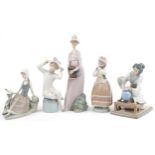 Five Lladro figures and figurines including My Little Pet Girl looking at her Dog 4994 and