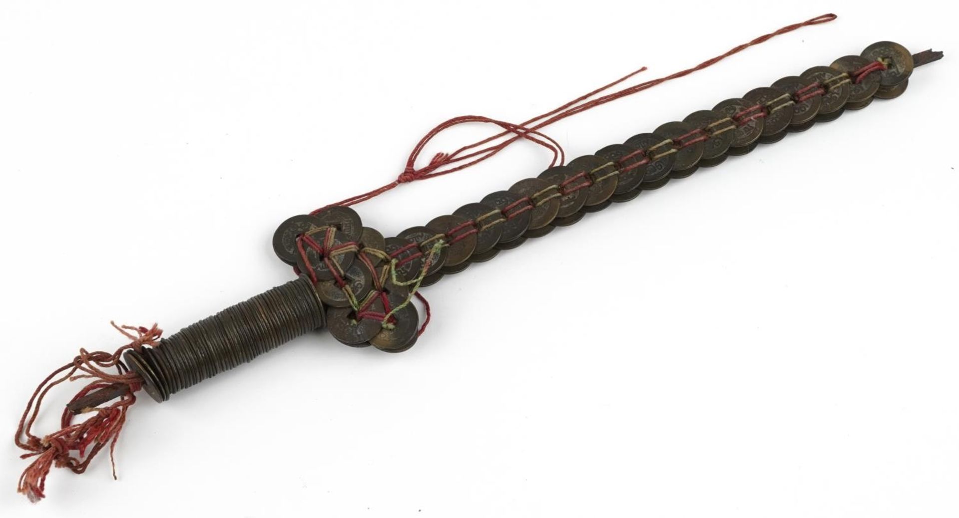 Chinese sword formed of cash coins, 41cm in length - Image 3 of 3