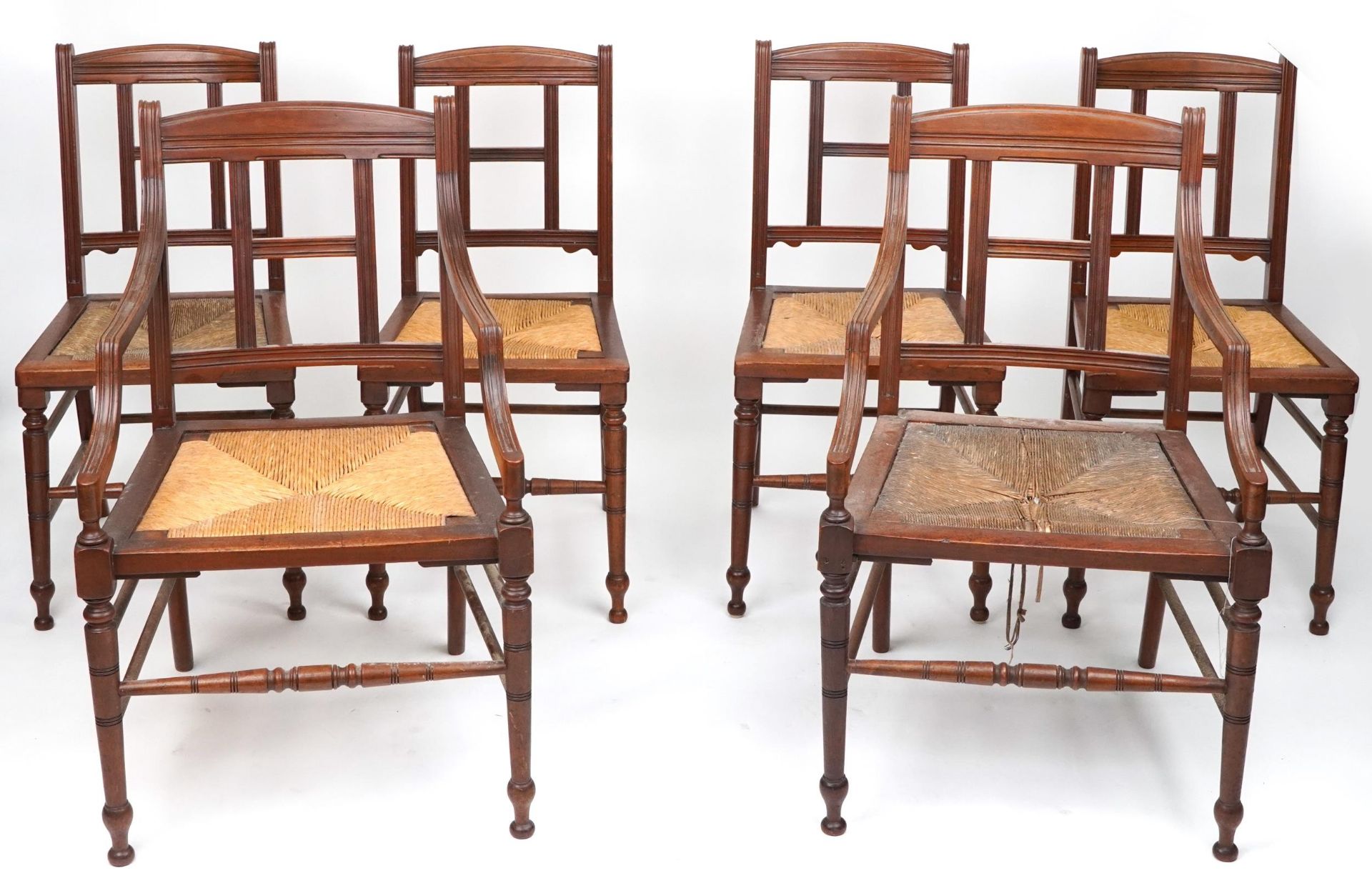 Blyth & Sons of Chiswell Street London, set of six Victorian aesthetic walnut dining chairs