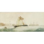 Richmond Markes - Off the South Coast, Victorian naval interest watercolour, mounted, framed and