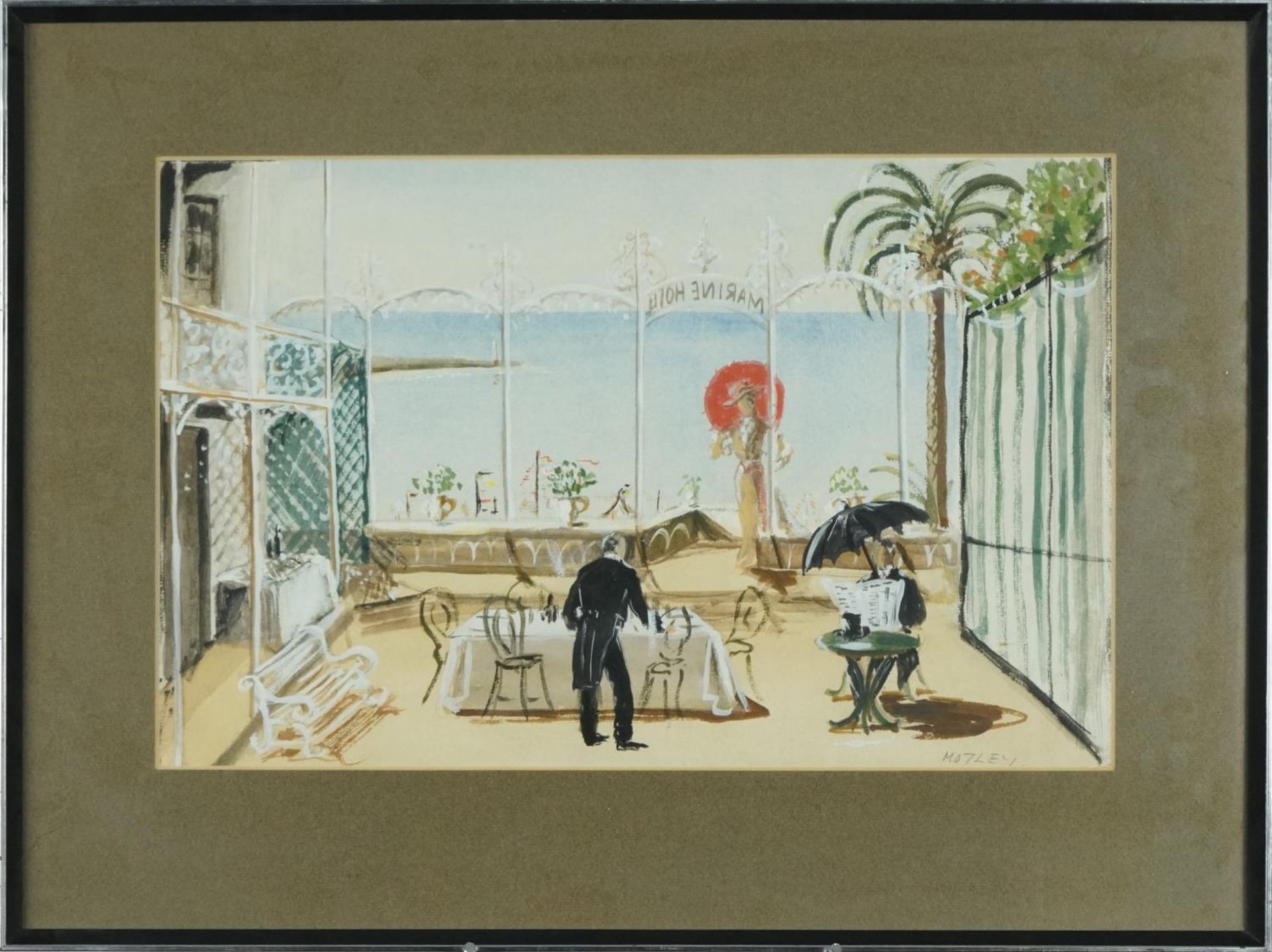 Charles Motley - You Never Can Tell, heightened watercolour theatre set design, Wright Hepburn - Image 2 of 5