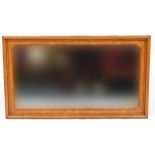 Victorian rectangular oak wall mirror with bevelled glass, 100cm x 57cm