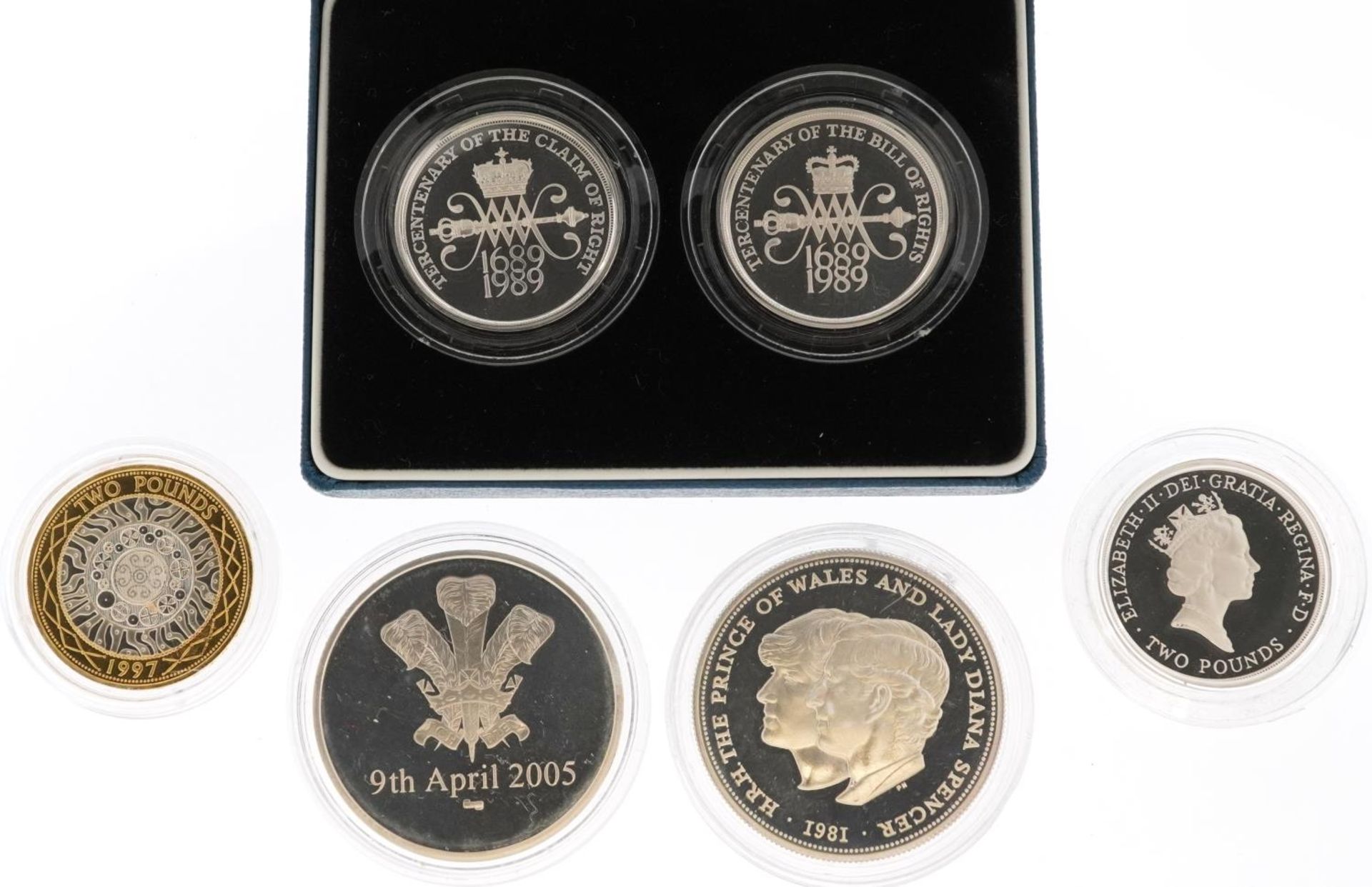 United Kingdom silver proof coins by The Royal Mint comprising 1989 two pounds two coin set, 1995 - Bild 2 aus 4