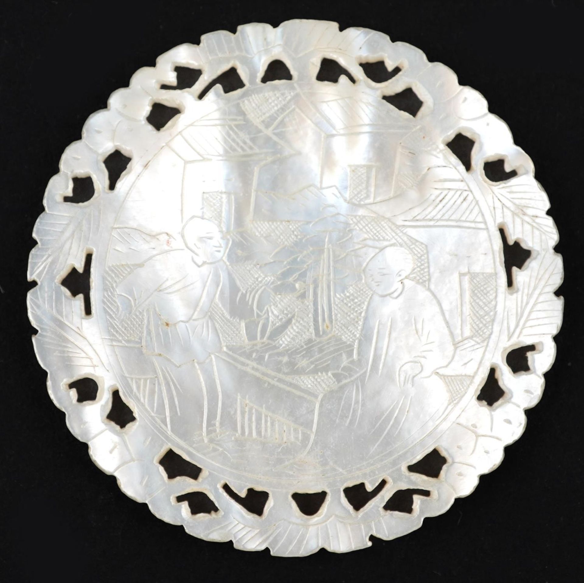 Good collection of Chinese Canton mother of pearl gaming counters carved with figures and flowers, - Image 27 of 30