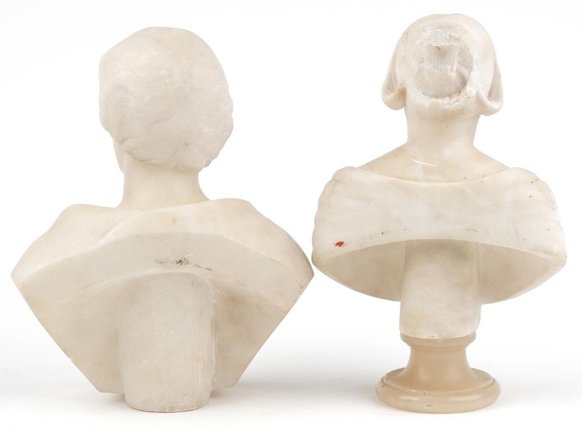 Two 19th/early 20th century carved white alabaster busts including a Roman Warrior, the largest - Image 2 of 3