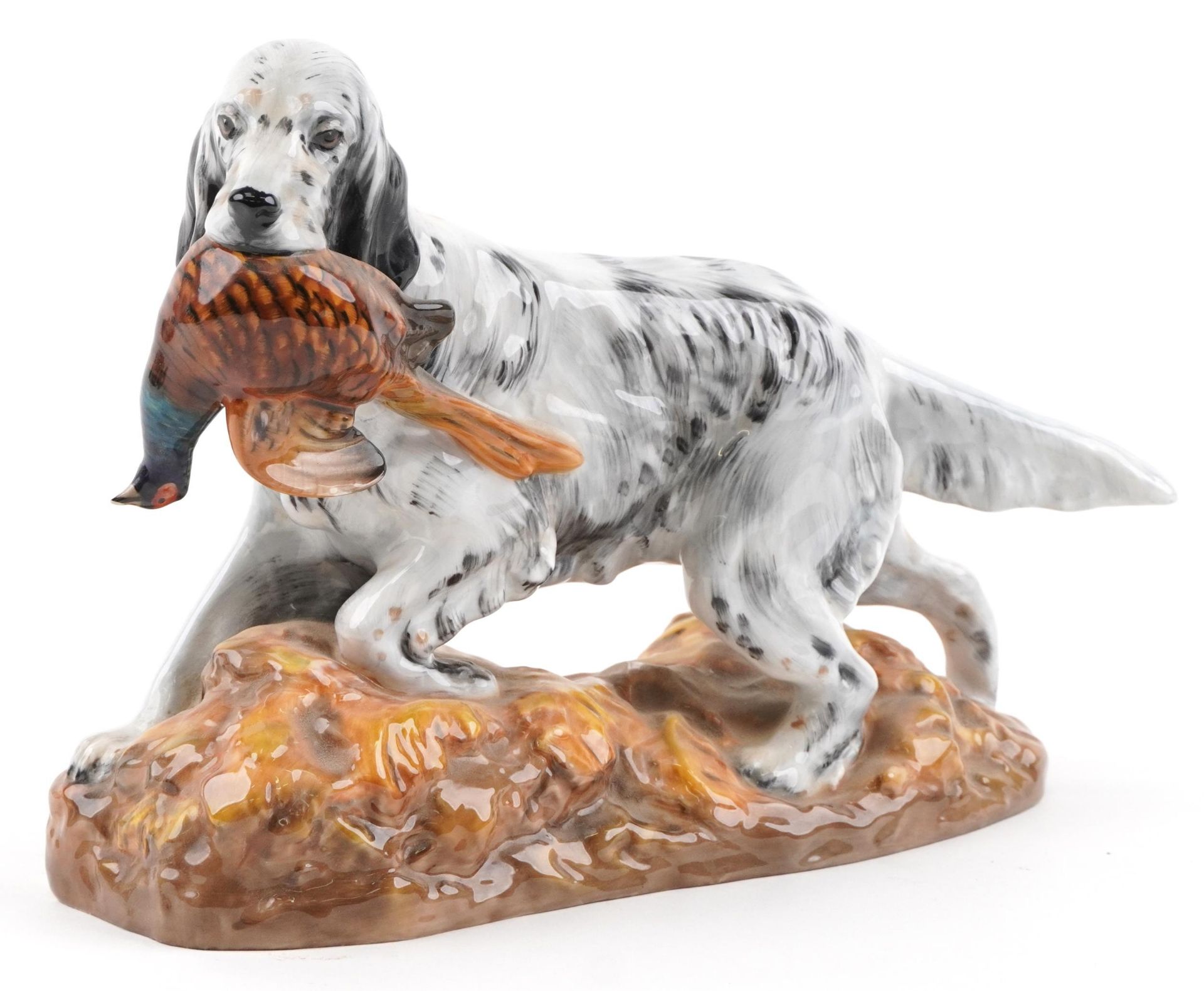 Royal Doulton English Setter with Pheasant, HN2529, 27.5cm in length