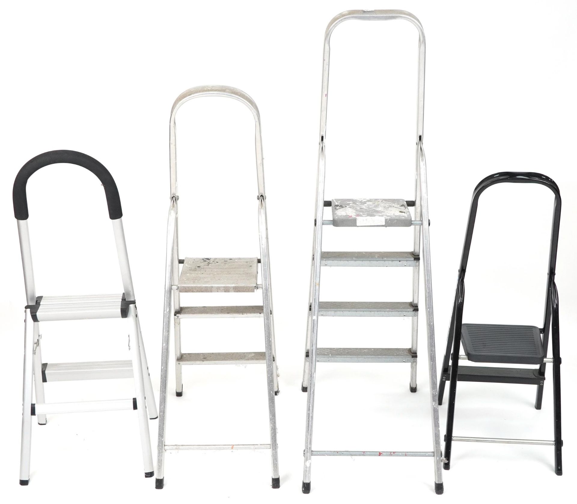 Four aluminium folding stepladders including Leifheit and Clima, the largest 160cm high when closed - Image 2 of 2