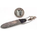 Silver items comprising Edwardian silver chatelaine spectacle case profusely embossed with flowers