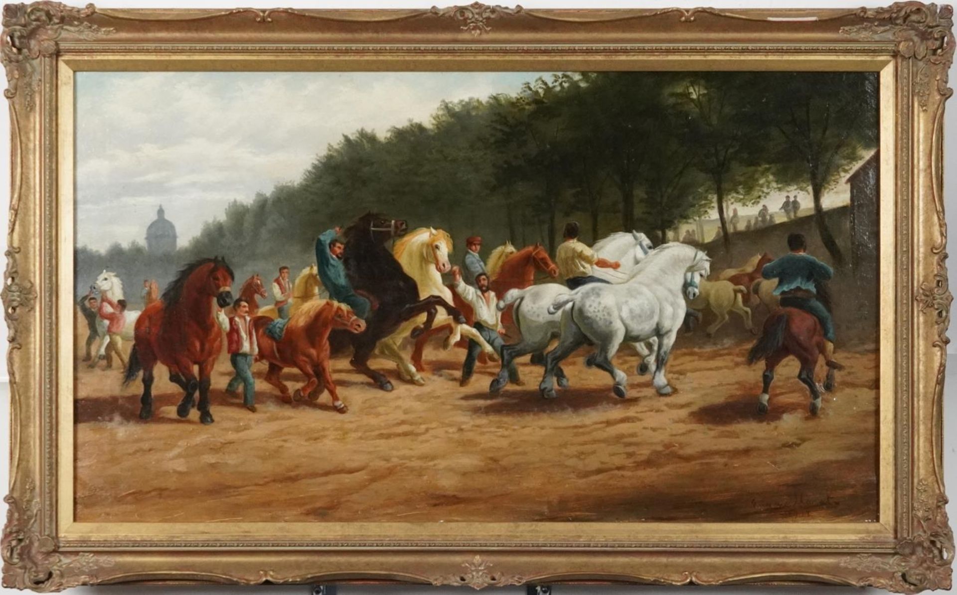 After Rosa Bonheur - The Horse Fair, equestrian interest French school oil on canvas bearing an - Bild 2 aus 5