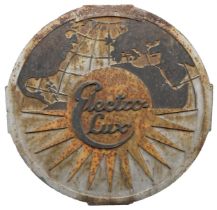 Large vintage Electrolux cast iron advertising plaque, 72cm in diameter