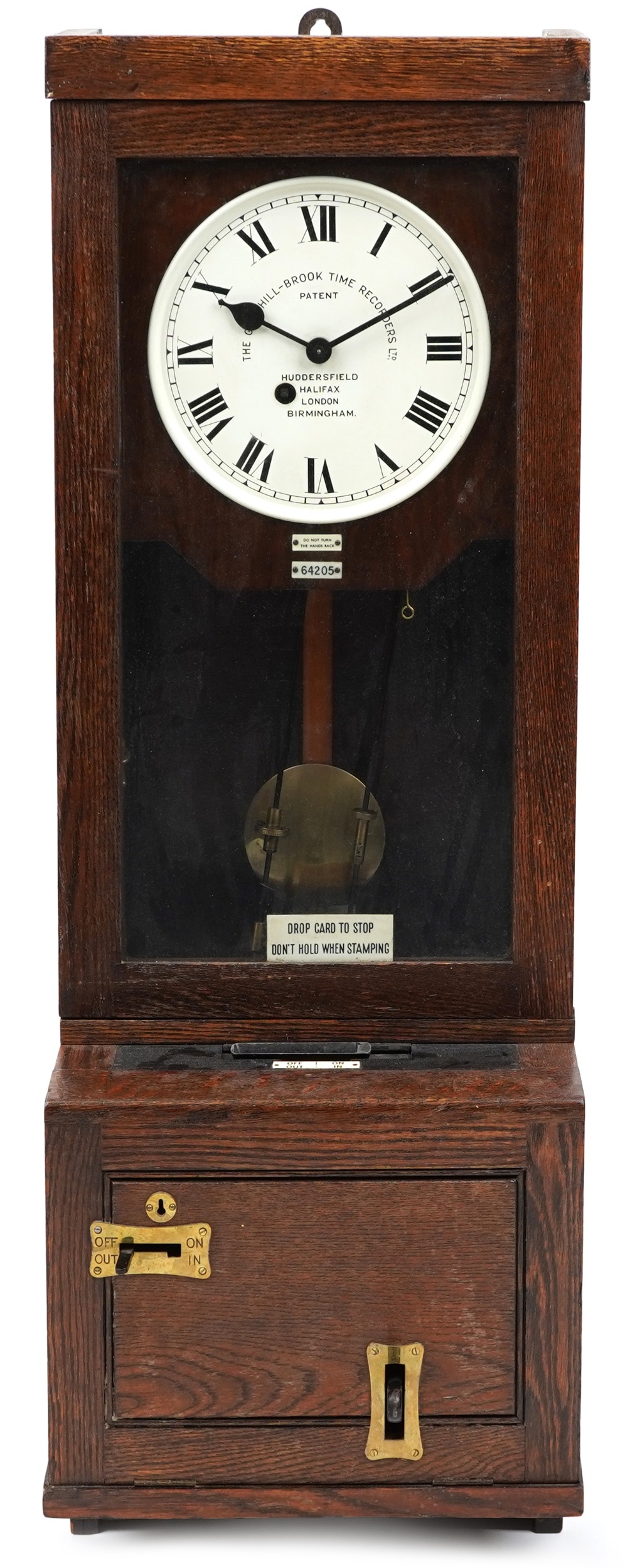Gledhill-Brook Time Recorders patent oak clocking in machine having circular dial with Roman - Image 2 of 13