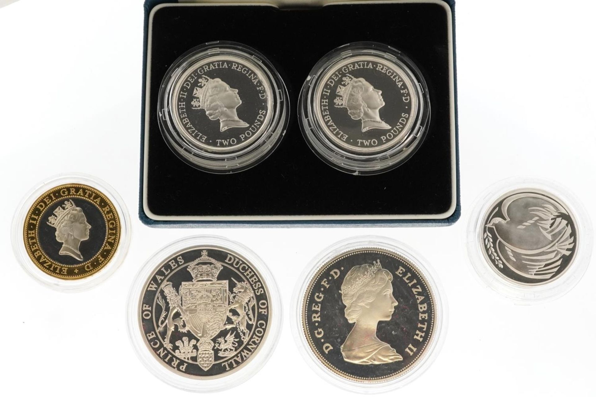 United Kingdom silver proof coins by The Royal Mint comprising 1989 two pounds two coin set, 1995 - Bild 3 aus 4