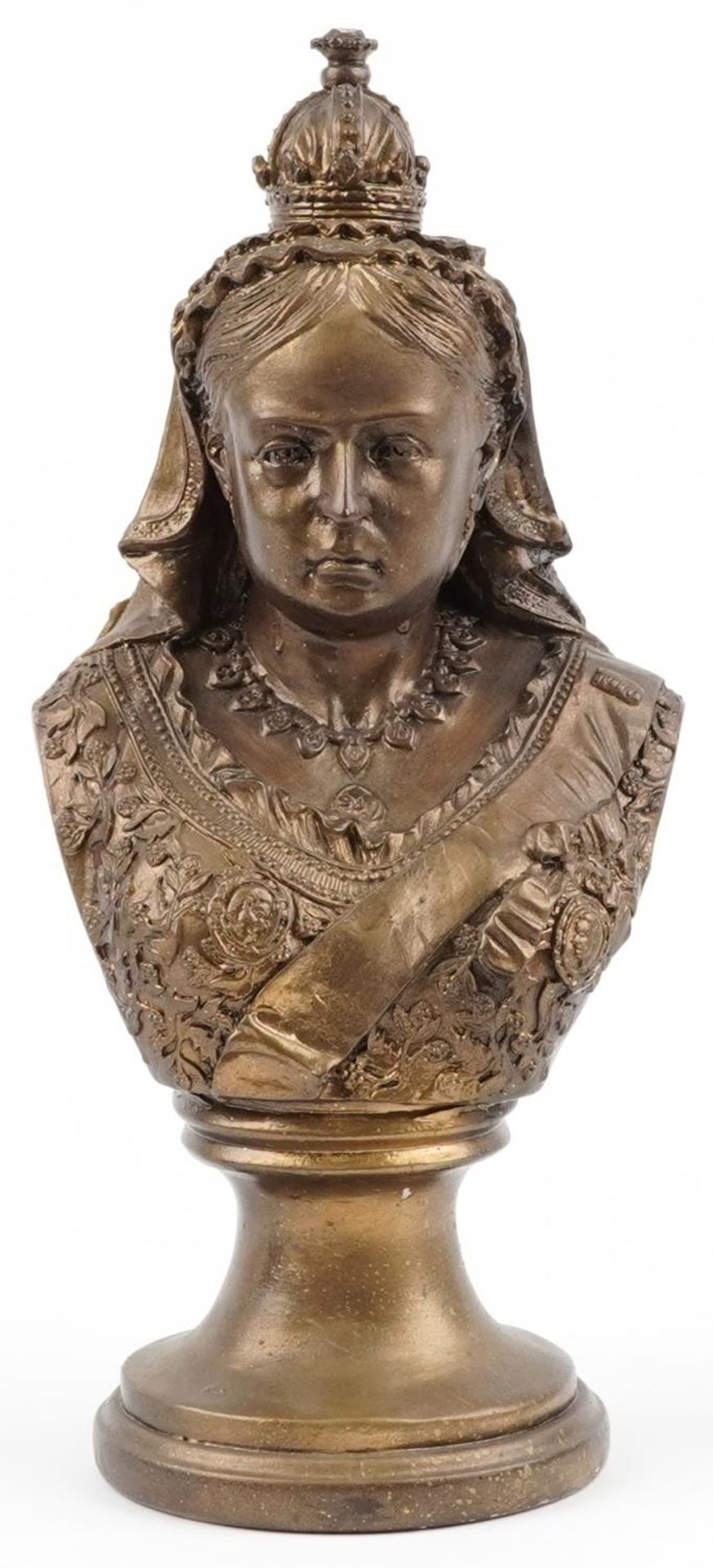 19th century style classical bronzed bust of Queen Victoria, 38.5cm high - Image 2 of 4