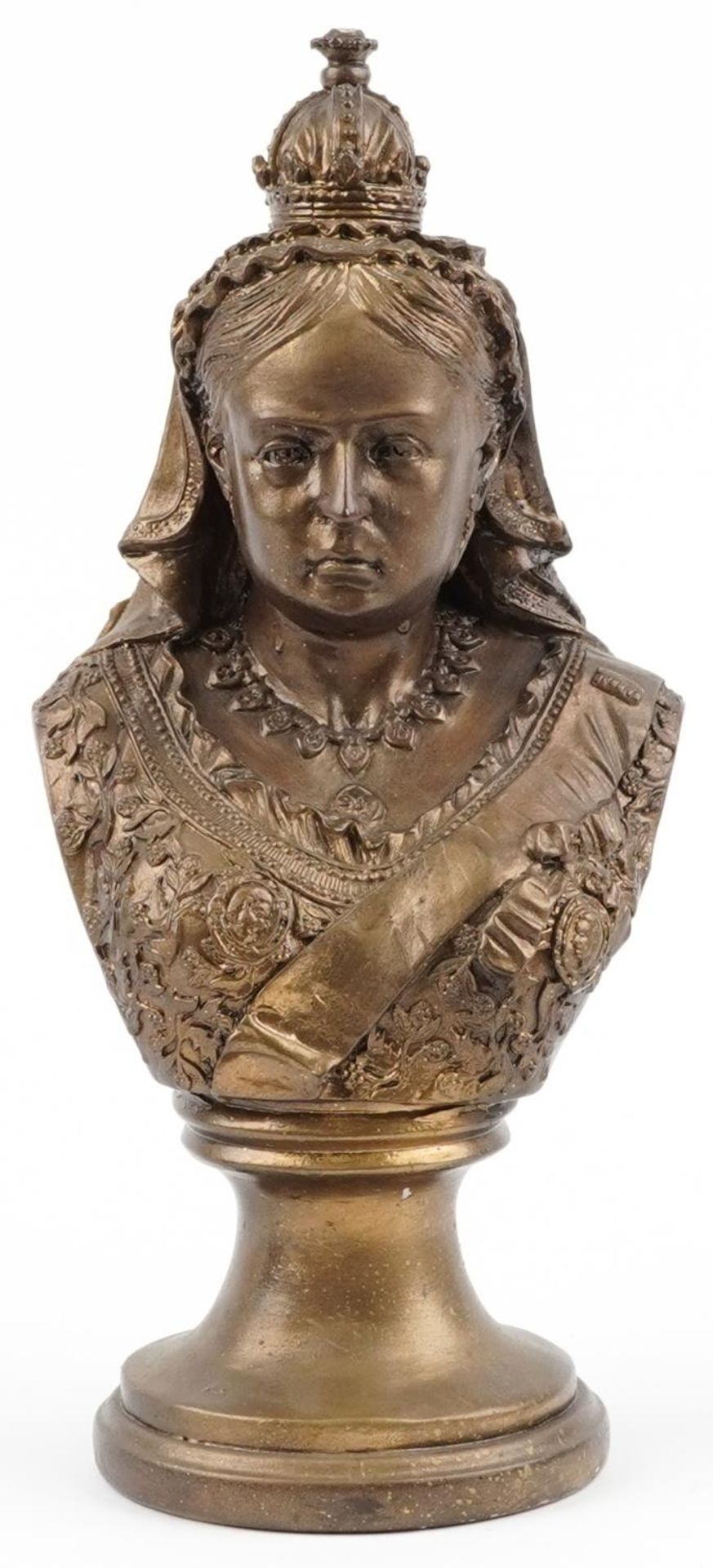 19th century style classical bronzed bust of Queen Victoria, 38.5cm high - Bild 2 aus 4