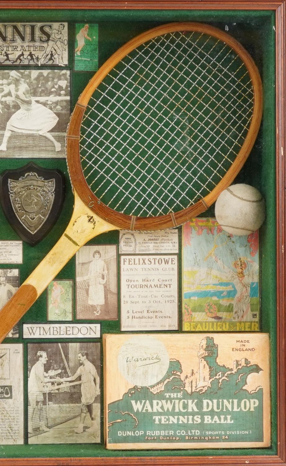 Sporting interest glazed mahogany wall hanging tennis diorama, overall 71cm x 61cm - Image 3 of 4