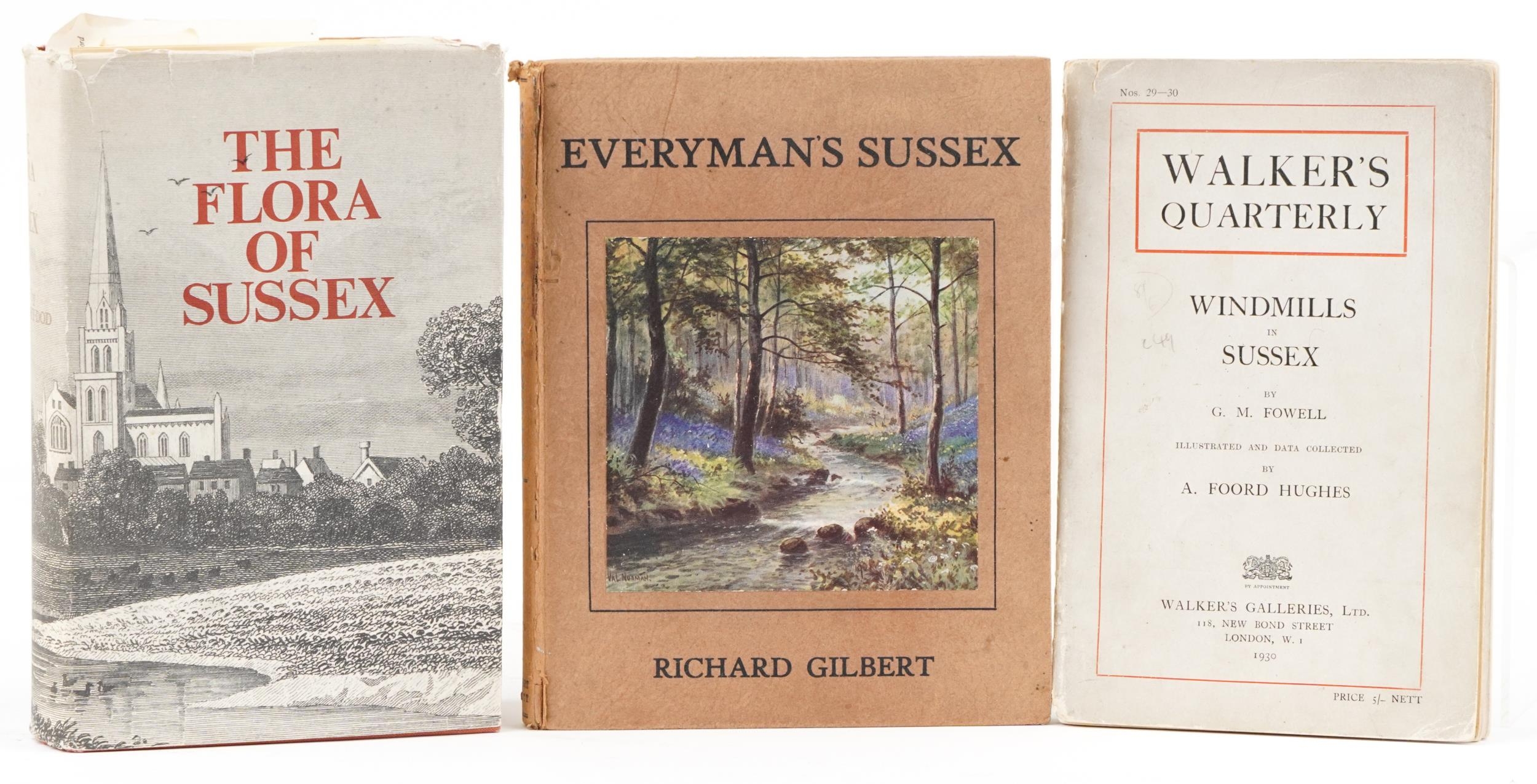 Three local interest books relating to Sussex comprising Everyman's Sussex, The Flora of Sussex