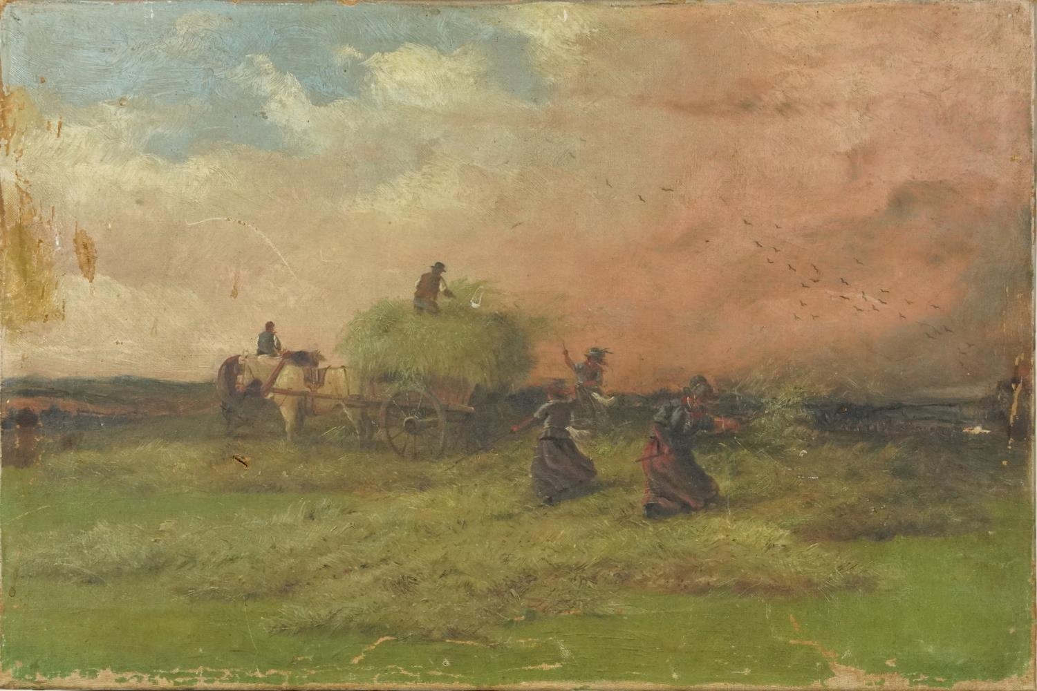 Smith - Toss the Hay When the Wind Blows, Thirsk, 19th century Irish school oil on canvas, inscribed