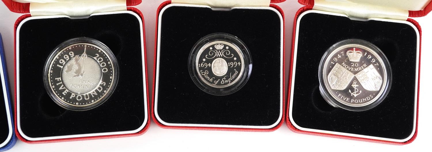 Six silver proof coins by The Royal mint with fitted cases and certificates, comprising 90th - Image 3 of 5