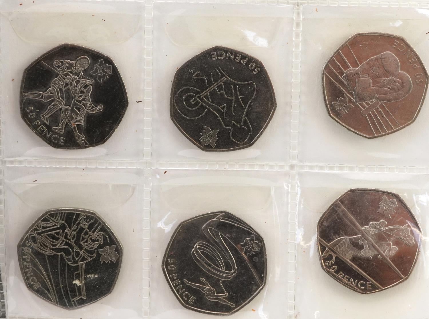 Set of thirty Elizabeth II 2011 London 2012 Olympics fifty pence pieces arranged in a coin - Image 2 of 6