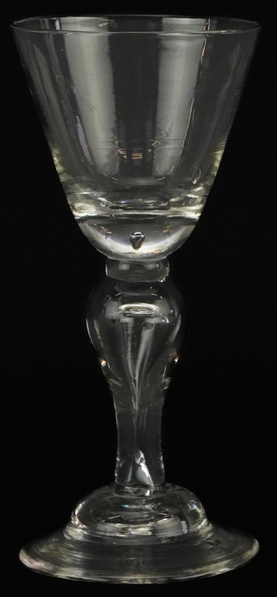 18th century wine glass with baluster stem, 14cm high - Image 3 of 4