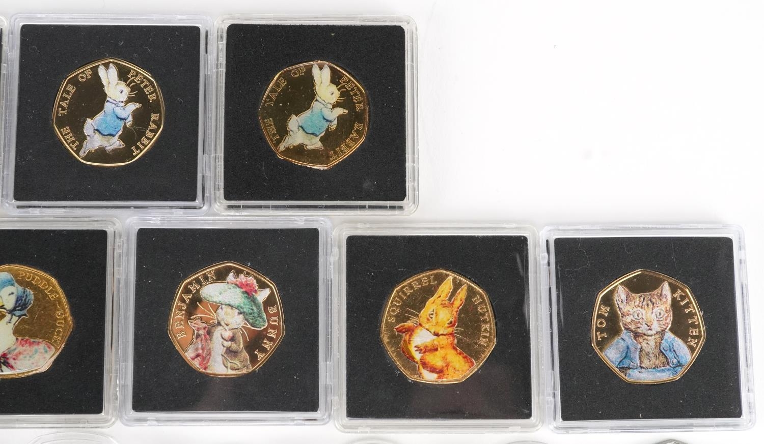 Thirty two Elizabeth II fifty pence pieces, various designs comprising Beatrix Potter, The Snowman - Image 3 of 5