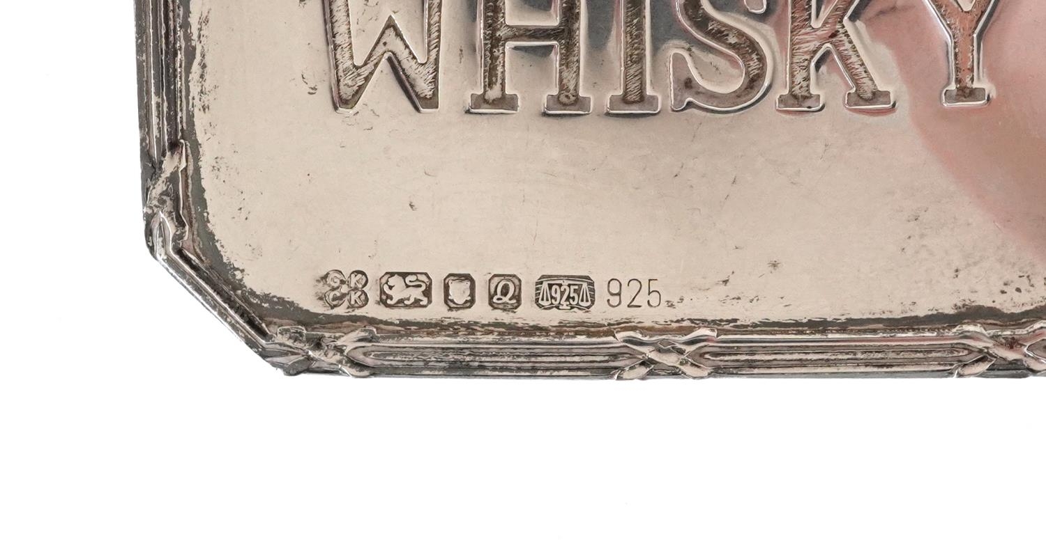 Four silver decanter labels including a set of three, comprising whisky, brandy, sherry and port, - Image 3 of 5