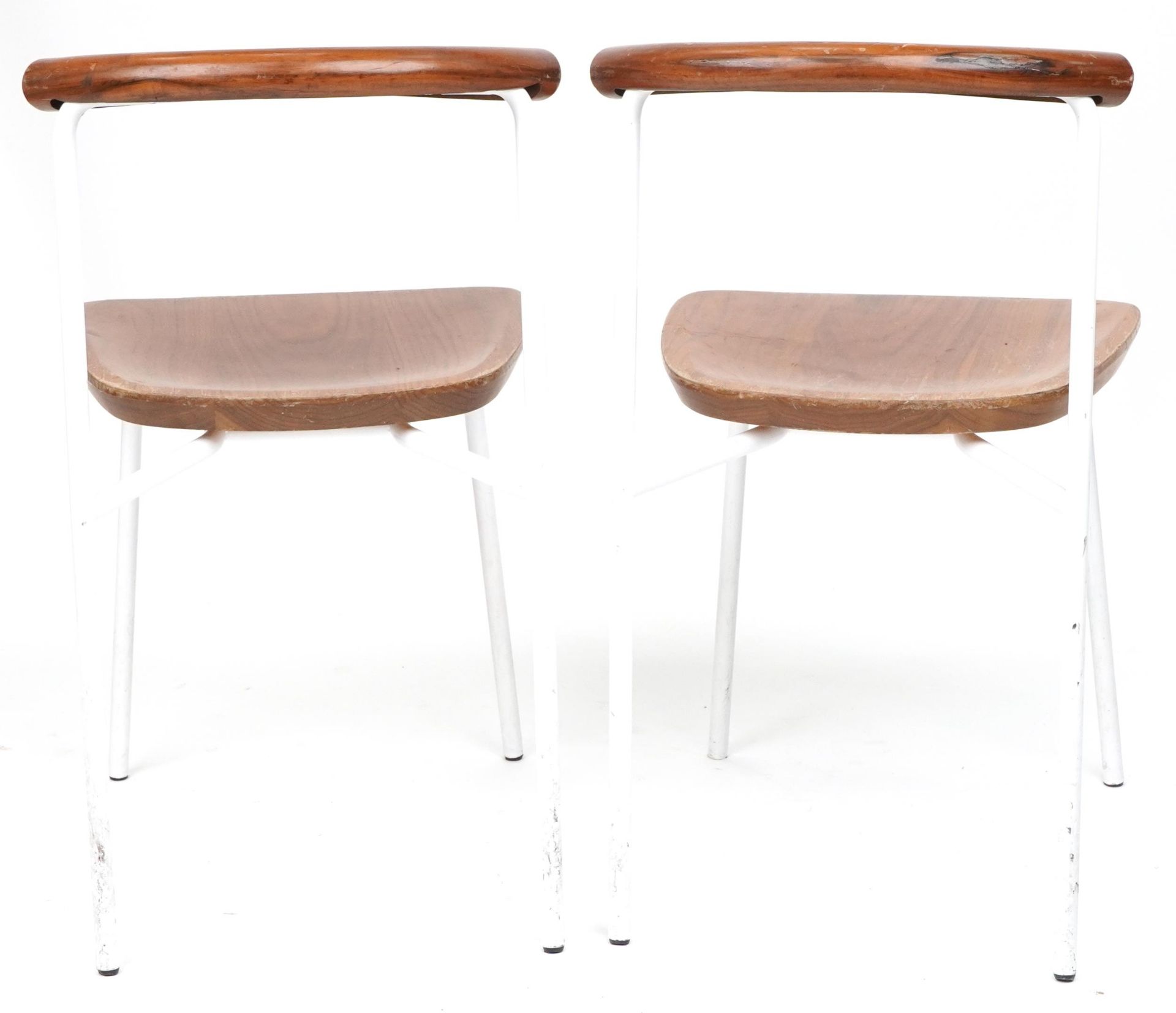 Manner of Calligaris, pair of contemporary metal framed hardwood bistro chairs, each 75cm high - Image 4 of 4