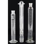 Two large scientific interest test tubes and one other, the largest 52.5cm high