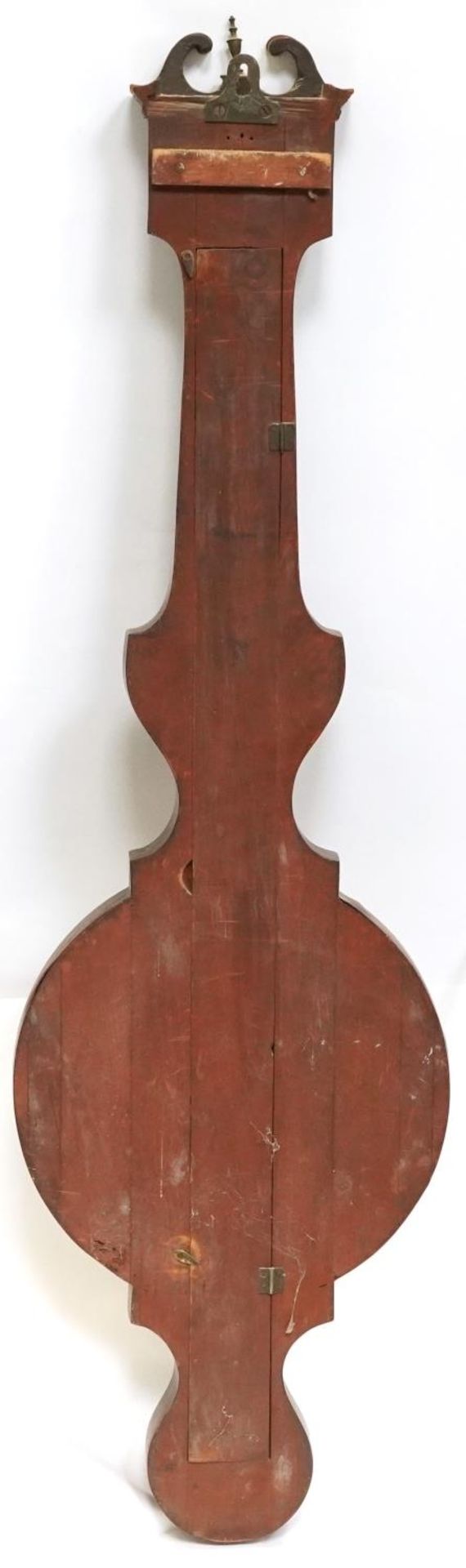 19th century mahogany banjo barometer thermometer with silvered dials, one engraved J Vago of - Bild 4 aus 6