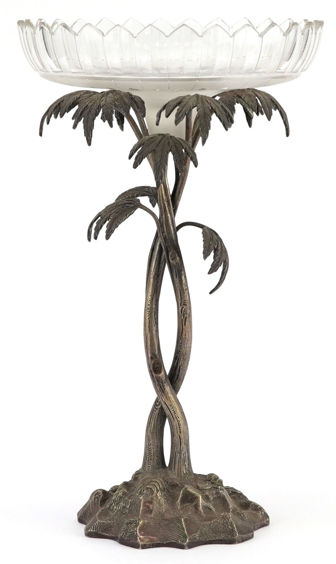 Carl Robert Carlstrom, Swedish silver plated centrepiece in the form of a palm tree with part