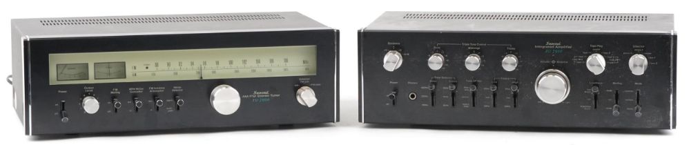 Vintage Sansui HiFi equipment comprising integrated amplifier model AU7900 and AM/FM stereo tuner