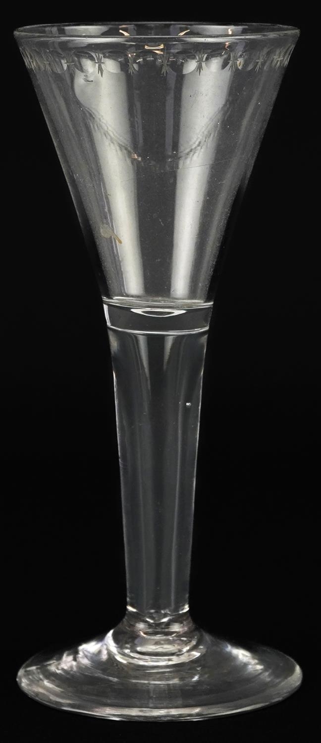 18th century excise wine glass with hollow stem, 15cm high - Image 3 of 4