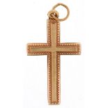 Yellow metal cross pendant, 2.5cm high, 0.3g