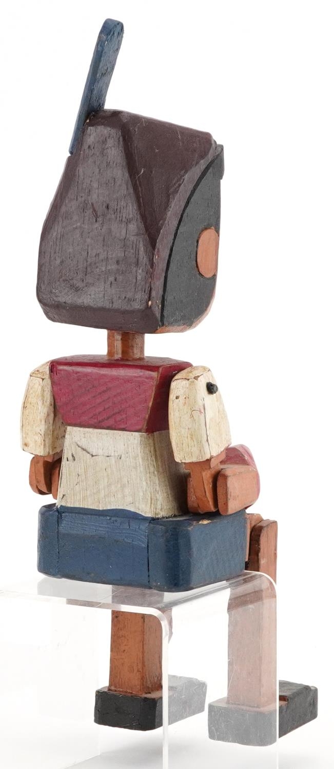Hand painted carved wood figure of Pinocchio with jointed arms and legs, 35cm high - Image 2 of 3
