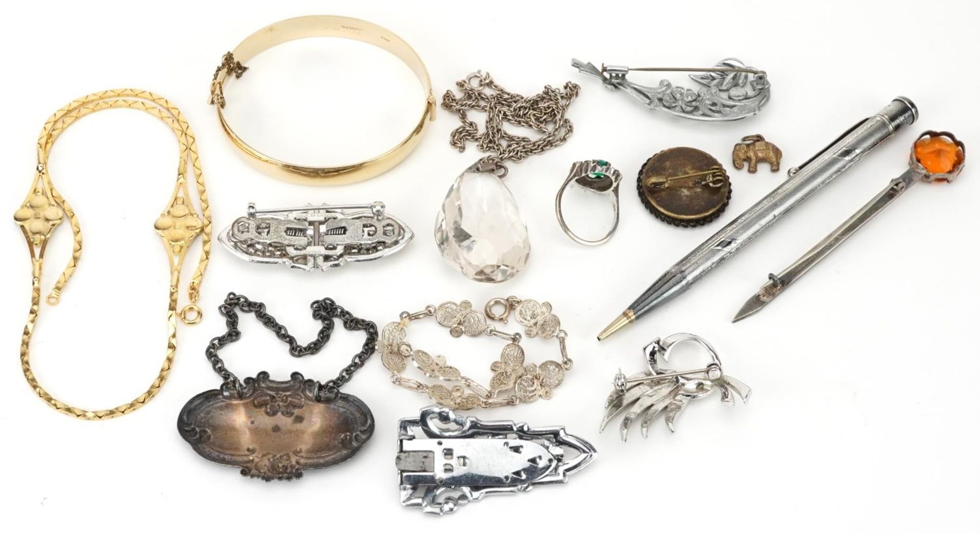 Antique and later jewellery and objects including Scottish sterling silver brooch in the form of a - Bild 4 aus 5