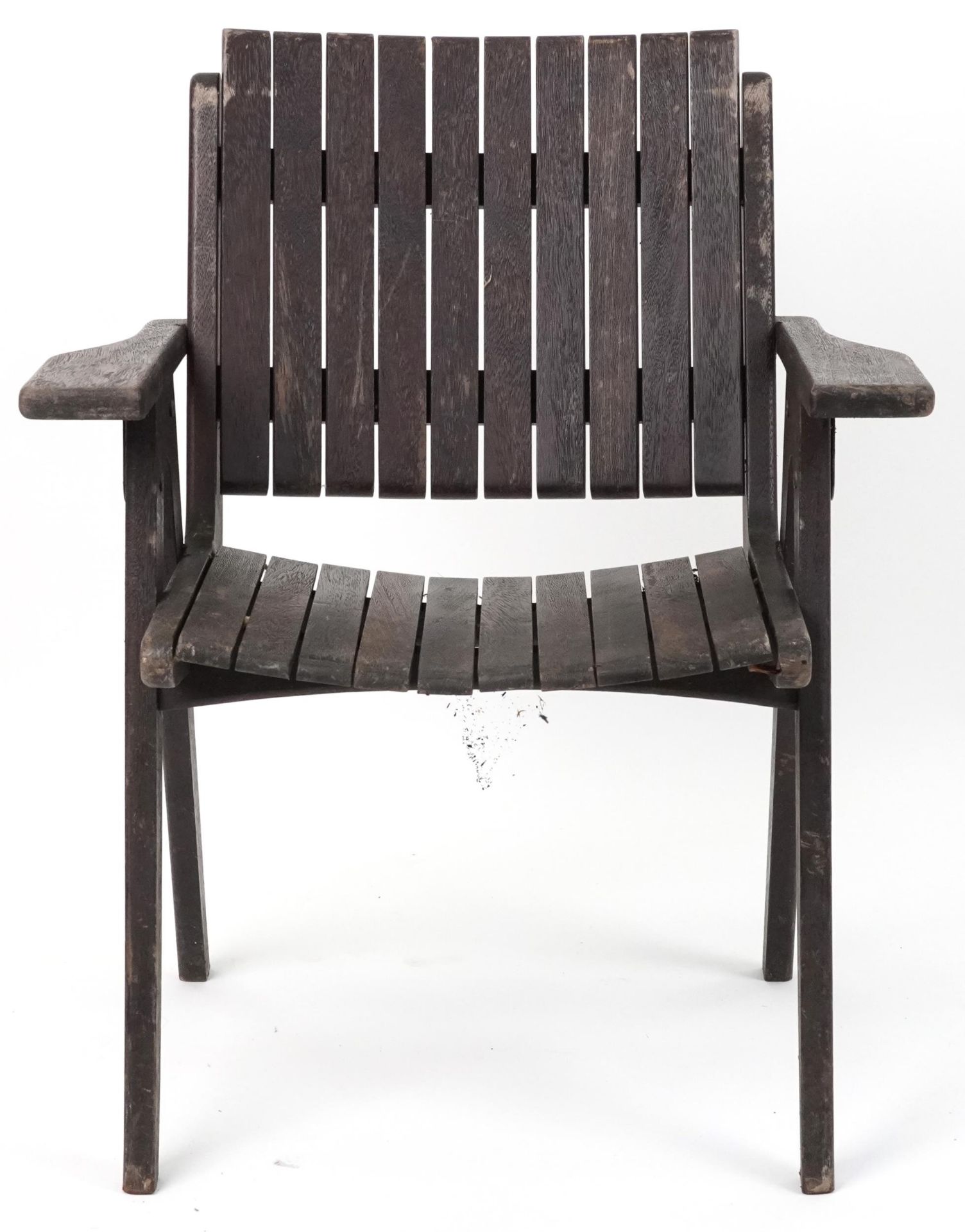 Autoban, stained teak slice chair, 81cm high - Image 2 of 5