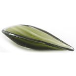 Scandinavian green glass dish, indistinctly signed to the base, 23.5cm wide
