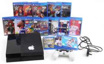 Sony PlayStation 4 games console with controller and games including FIFA 17, 18, 19, 20, 21, 22,