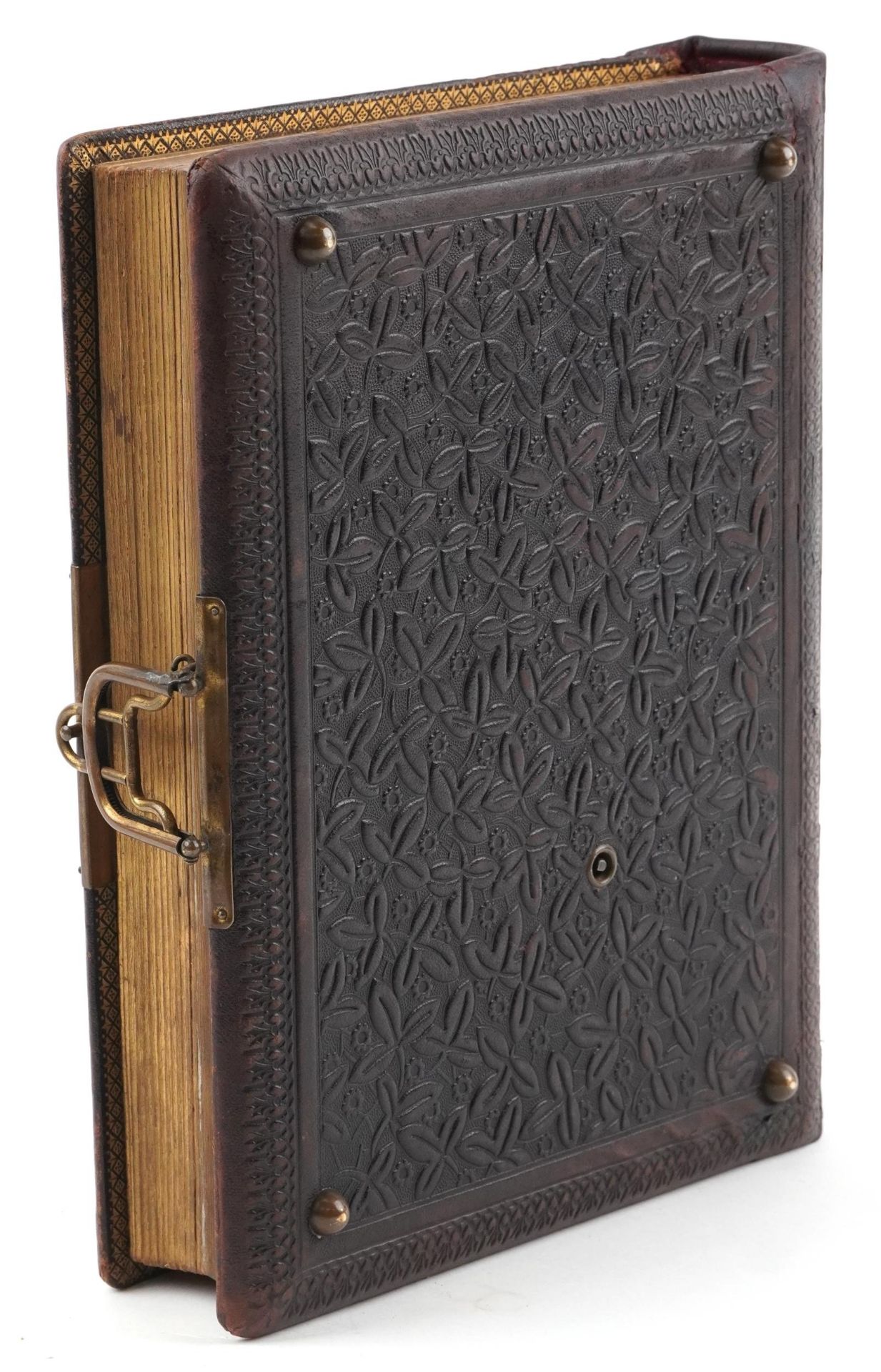 Victorian tooled leather musical photograph album housing social history cabinet cards and carte - Bild 6 aus 6